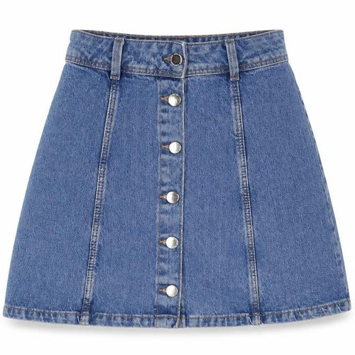 Divided by H&M Womens Blue Cotton A-Line Skirt Size 4 Buckle