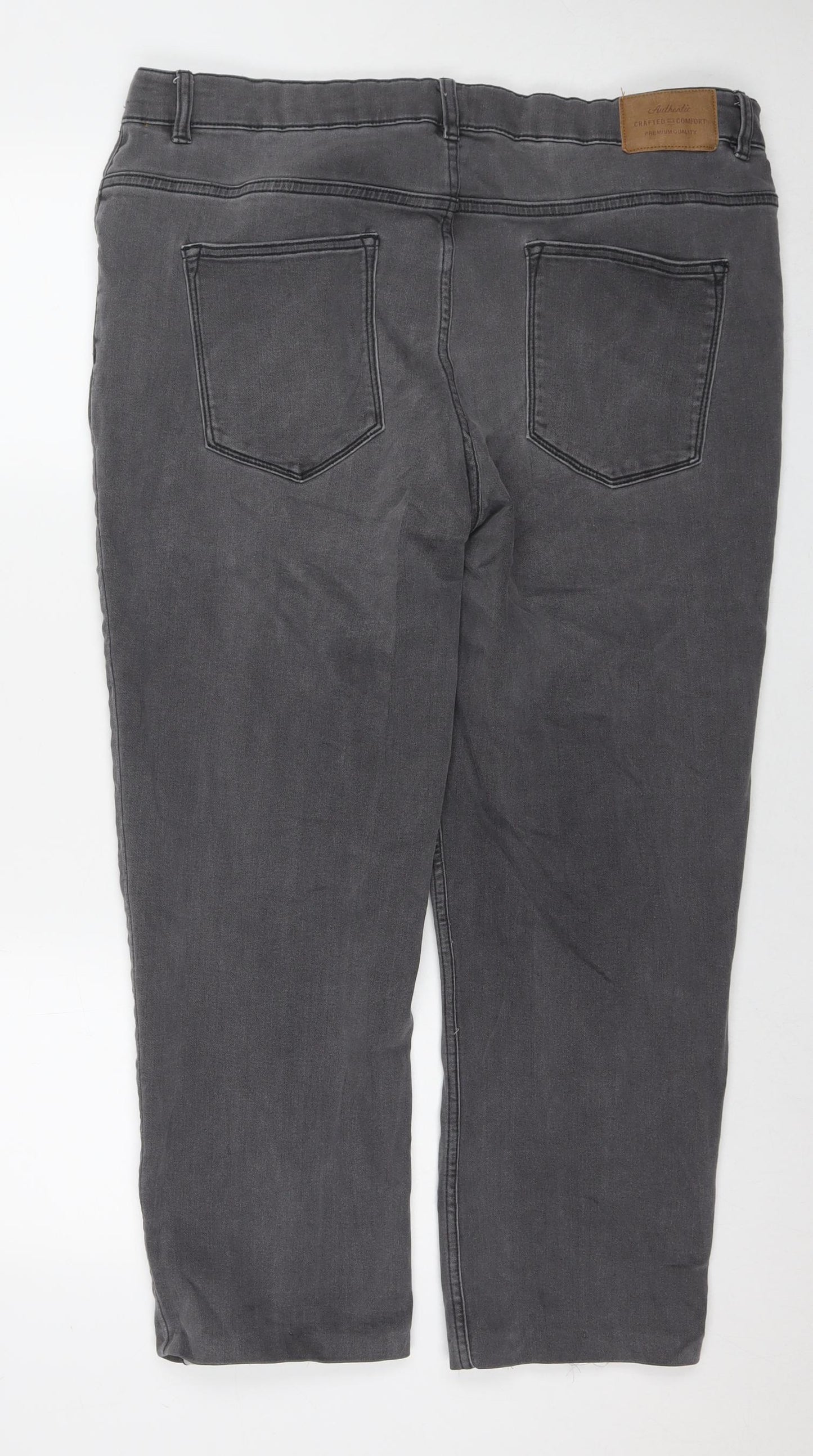 TU Mens Grey Cotton Straight Jeans Size 38 in L26 in Regular Zip
