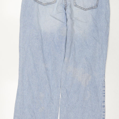 Denim & Co. Womens Blue Cotton Wide-Leg Jeans Size 14 L31 in Regular Zip