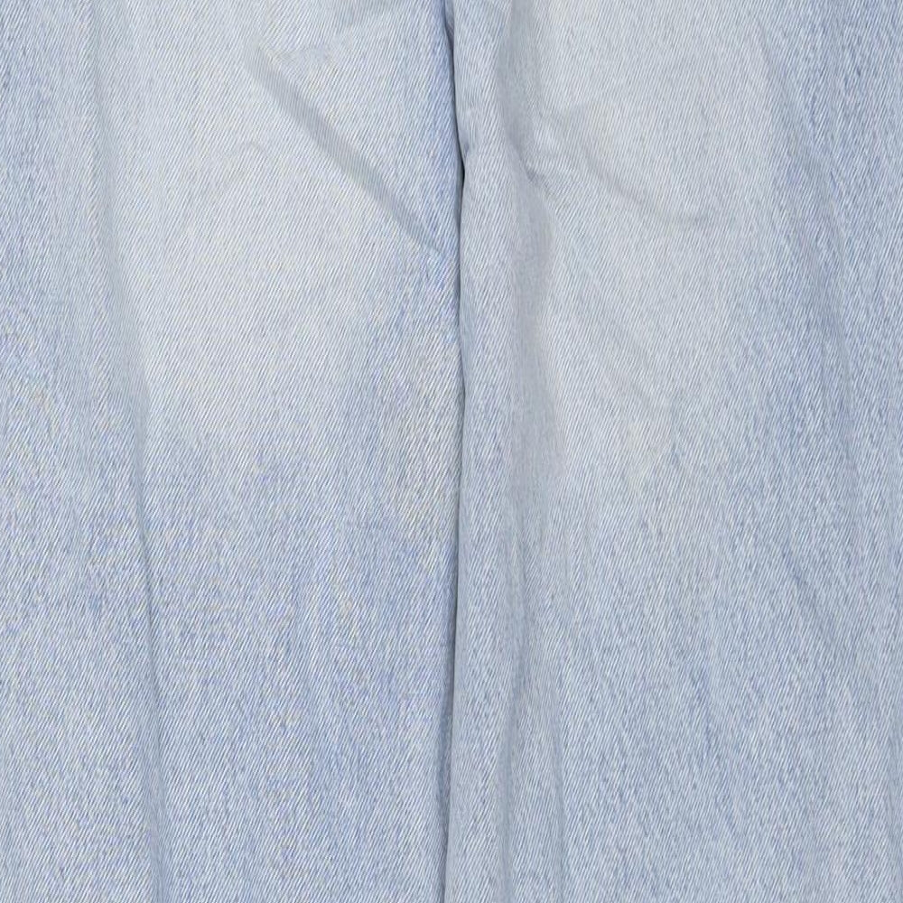 Denim & Co. Womens Blue Cotton Wide-Leg Jeans Size 14 L31 in Regular Zip