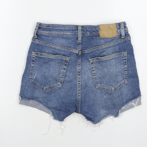 H&M Womens Blue Cotton Hot Pants Shorts Size 10 L3 in Regular Zip