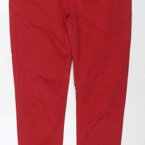 Marks and Spencer Womens Red Cotton Straight Jeans Size 14 L30 in Regular Zip