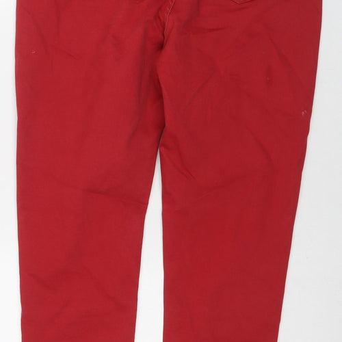 Marks and Spencer Womens Red Cotton Straight Jeans Size 14 L30 in Regular Zip