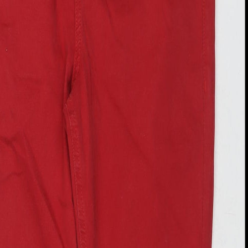 Marks and Spencer Womens Red Cotton Straight Jeans Size 14 L30 in Regular Zip