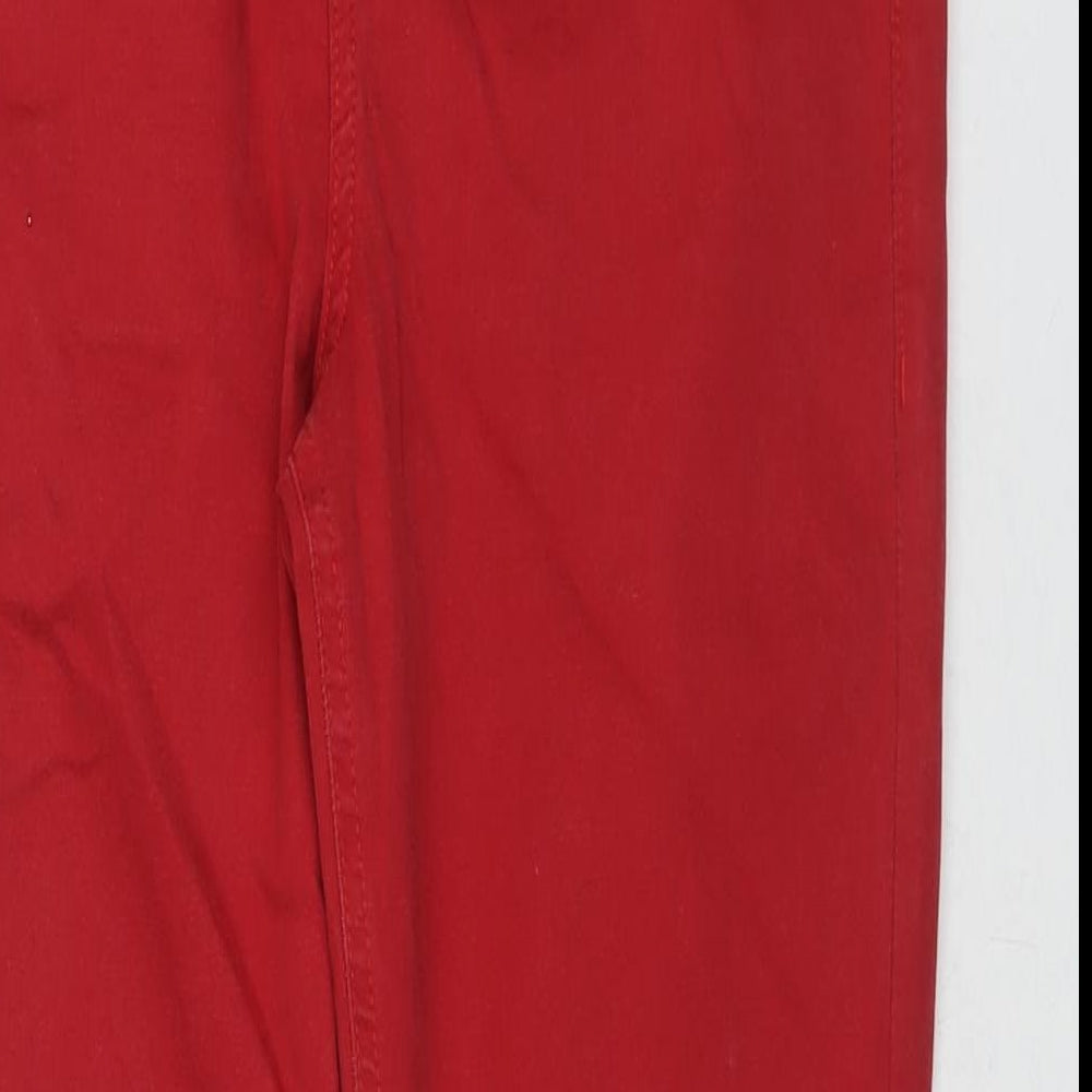 Marks and Spencer Womens Red Cotton Straight Jeans Size 14 L30 in Regular Zip