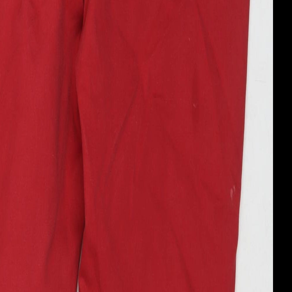 Marks and Spencer Womens Red Cotton Straight Jeans Size 14 L30 in Regular Zip