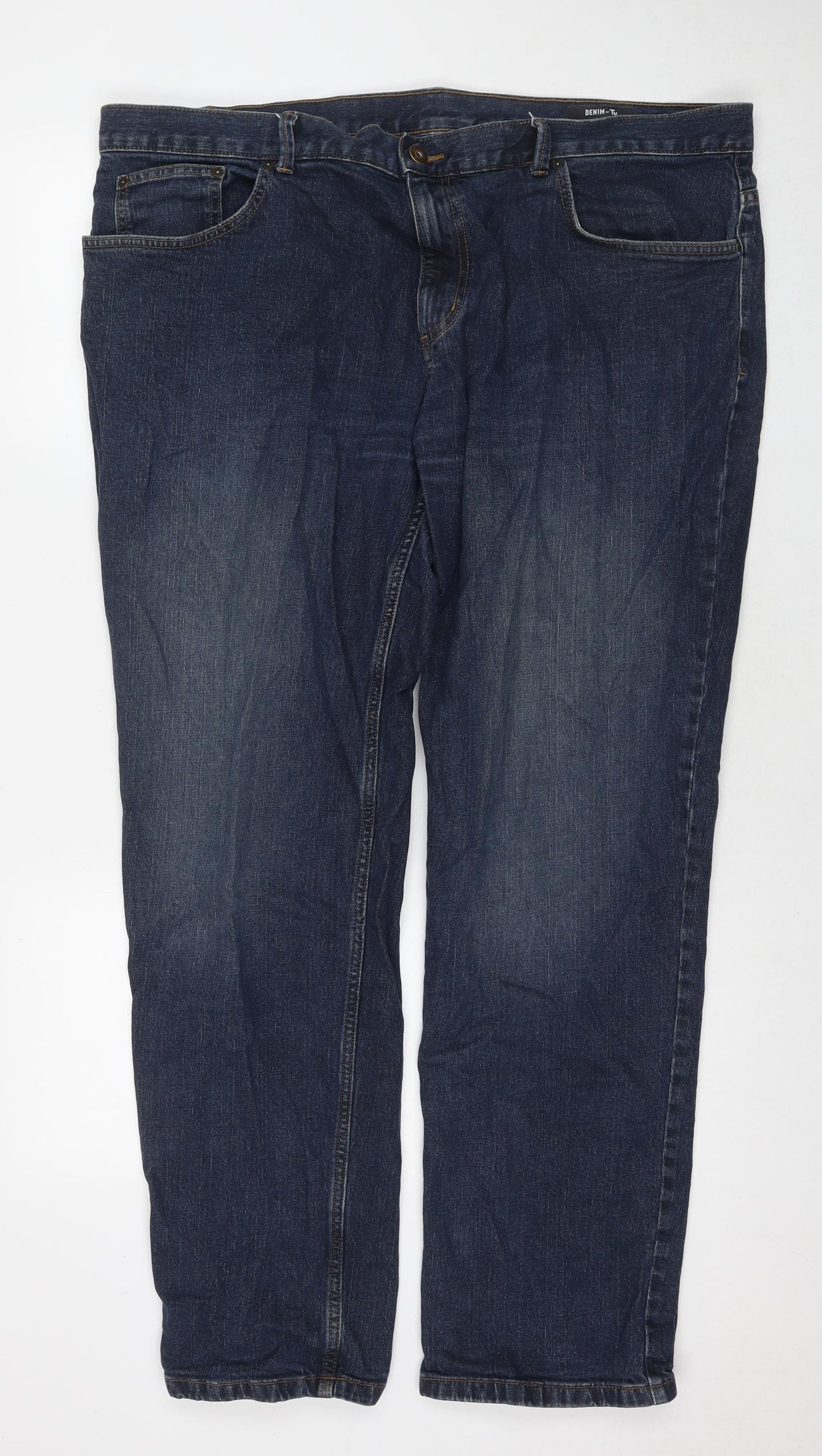 TU Mens Blue Cotton Straight Jeans Size 42 in L32 in Regular Zip