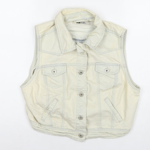 New Look Womens Ivory Gilet Waistcoat Size 16 Button