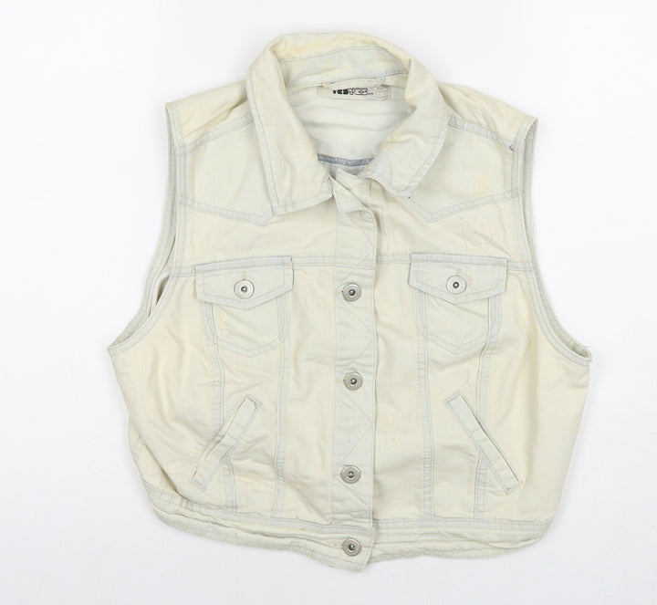 New Look Womens Ivory Gilet Waistcoat Size 16 Button