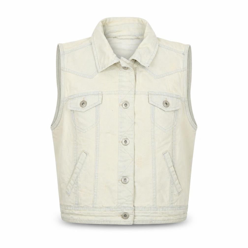 New Look Womens Ivory Gilet Waistcoat Size 16 Button