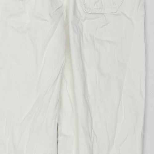 Zara Womens White Cotton Mom Jeans Size 8 L24 in Regular Zip - Cargo Style