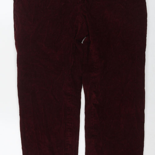 Marks and Spencer Mens Red Cotton Trousers Size 34 in L31 in Regular Zip