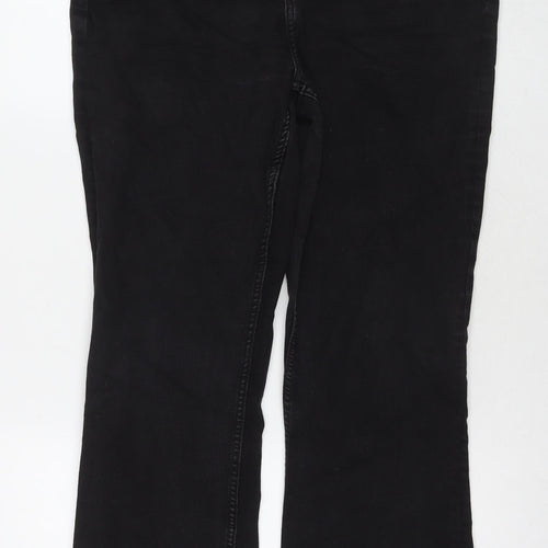 Marks and Spencer Womens Black Cotton Straight Jeans Size 18 L30 in Regular Zip