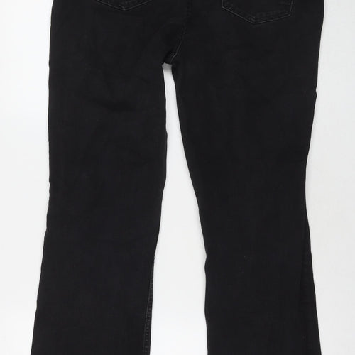 Marks and Spencer Womens Black Cotton Straight Jeans Size 18 L30 in Regular Zip