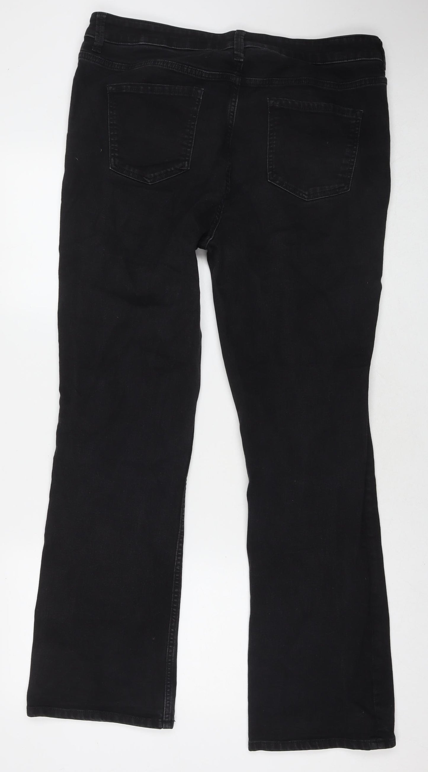 Marks and Spencer Womens Black Cotton Straight Jeans Size 18 L30 in Regular Zip