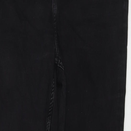 Marks and Spencer Womens Black Cotton Straight Jeans Size 18 L30 in Regular Zip