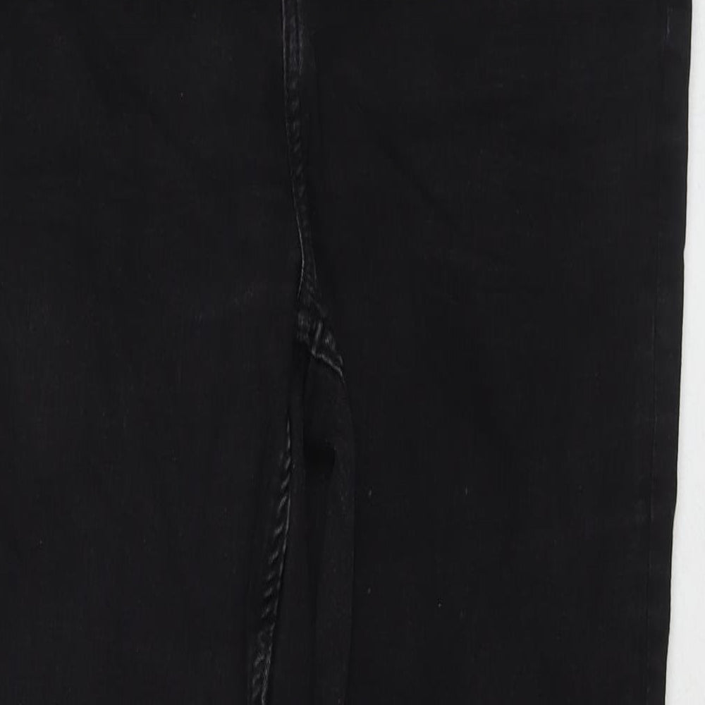 Marks and Spencer Womens Black Cotton Straight Jeans Size 18 L30 in Regular Zip