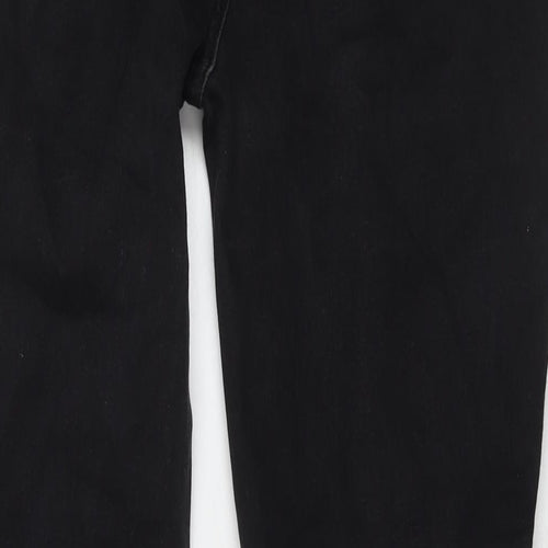 Marks and Spencer Womens Black Cotton Straight Jeans Size 18 L30 in Regular Zip