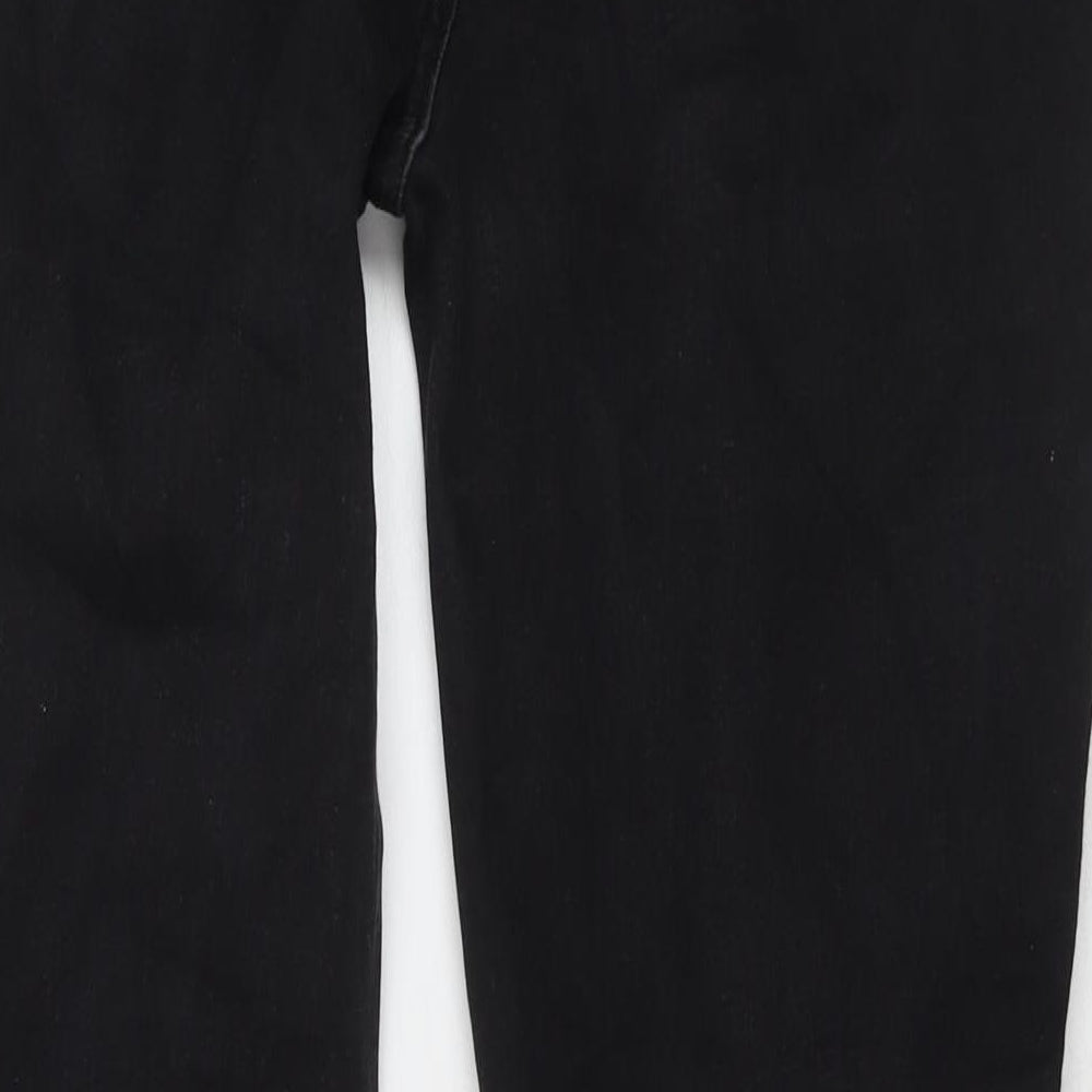 Marks and Spencer Womens Black Cotton Straight Jeans Size 18 L30 in Regular Zip