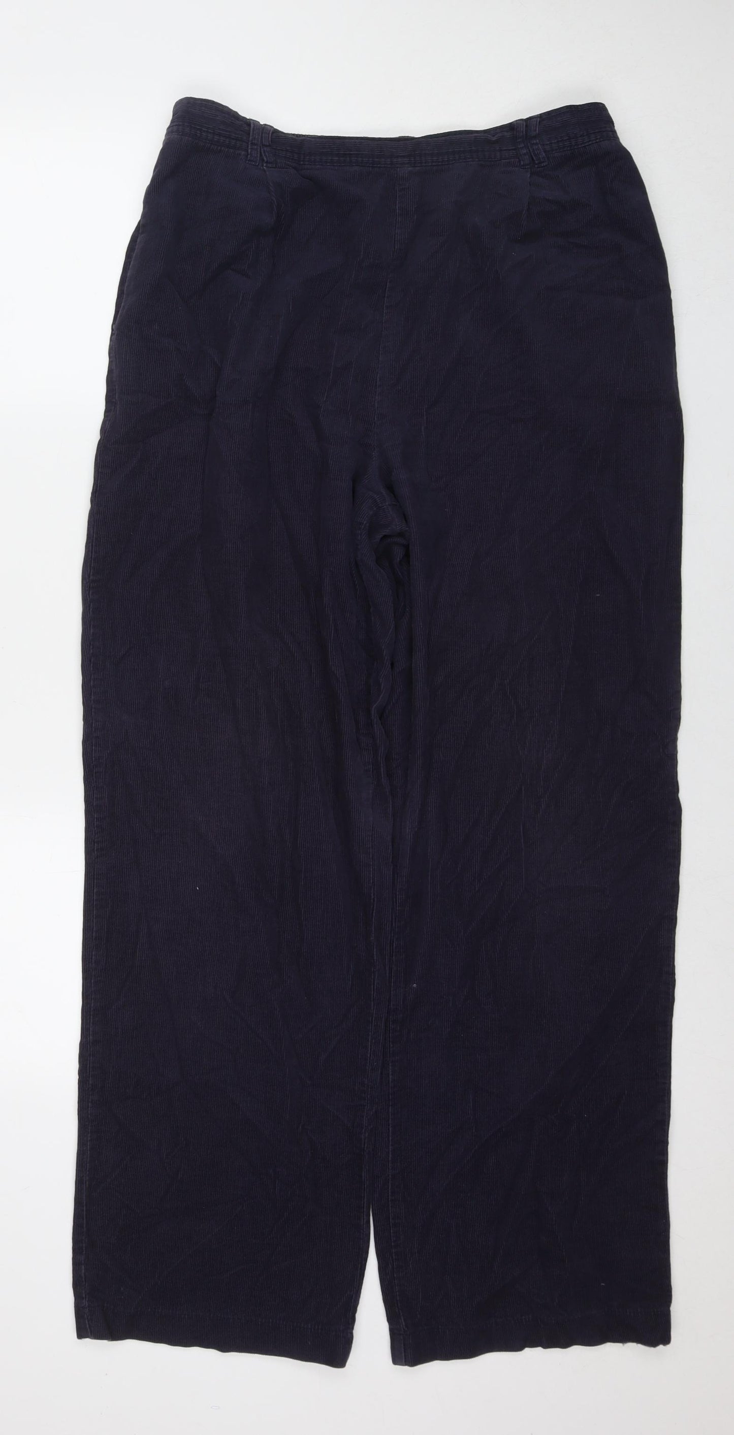 Marks and Spencer Womens Blue Cotton Trousers Size 16 L31 in Regular