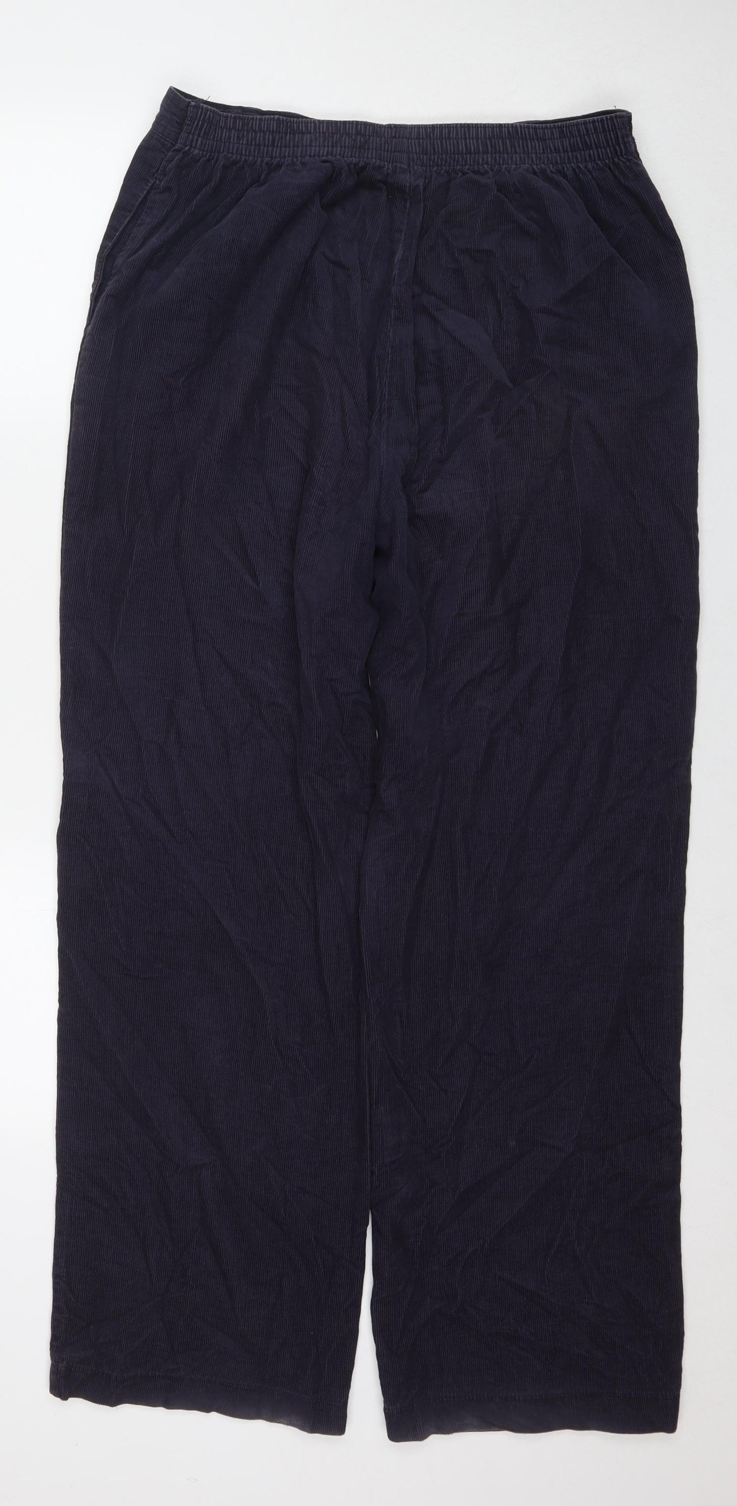 Marks and Spencer Womens Blue Cotton Trousers Size 16 L31 in Regular