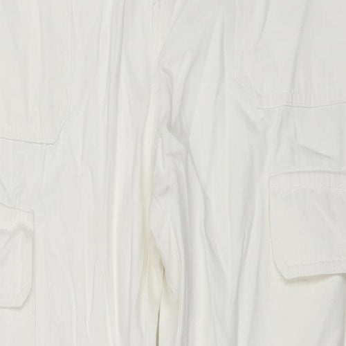 Zara Womens White Cotton Straight Jeans Size 14 L31 in Regular Zip - Cargo Style