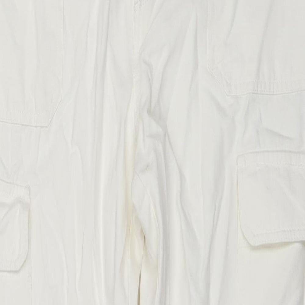 Zara Womens White Cotton Straight Jeans Size 14 L31 in Regular Zip - Cargo Style