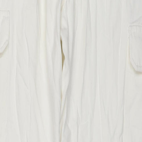 Zara Womens White Cotton Straight Jeans Size 14 L31 in Regular Zip - Cargo Style
