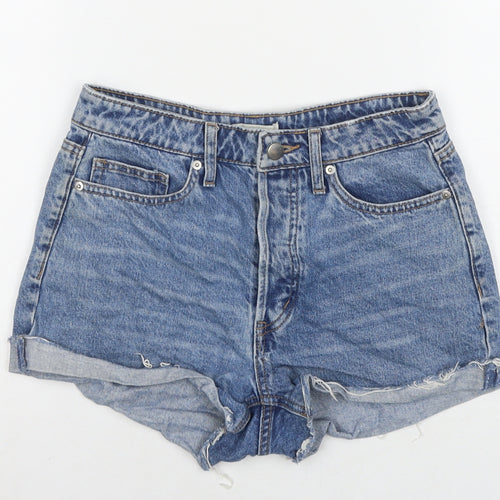 H&M Womens Blue Cotton Hot Pants Shorts Size 8 L3 in Regular Zip