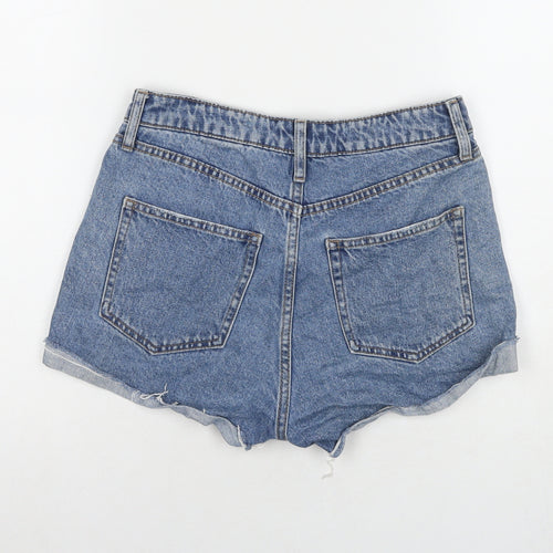 H&M Womens Blue Cotton Hot Pants Shorts Size 8 L3 in Regular Zip