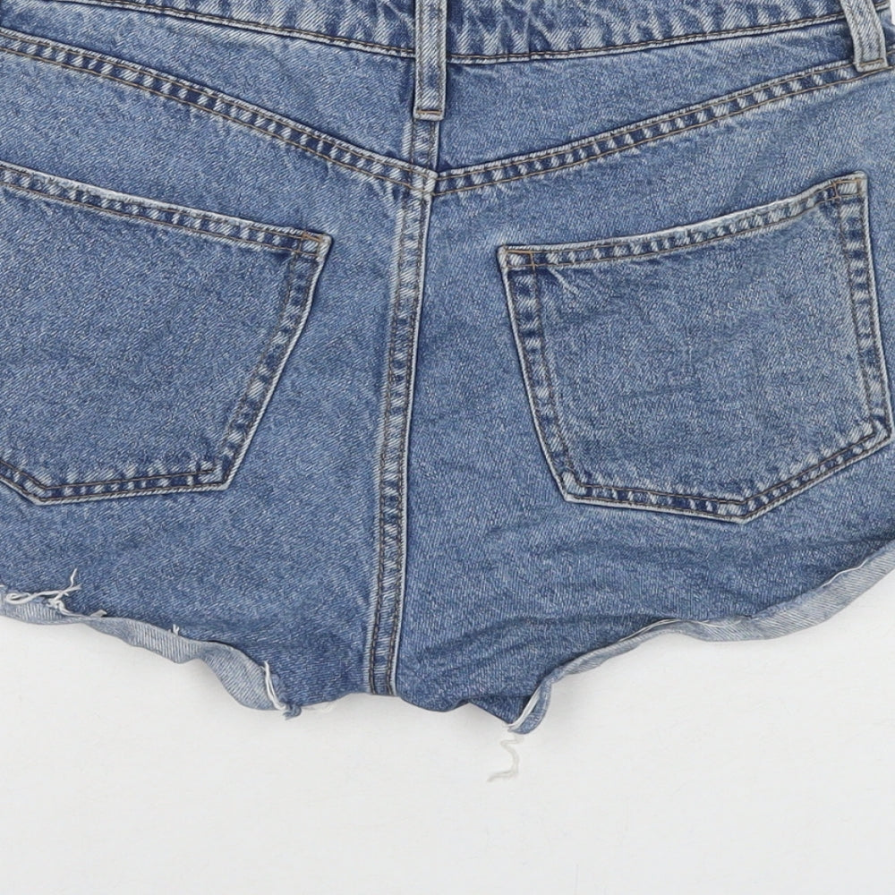 H&M Womens Blue Cotton Hot Pants Shorts Size 8 L3 in Regular Zip