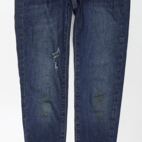 Denim & Co. Womens Blue Cotton Skinny Jeans Size 4 L24 in Regular Zip