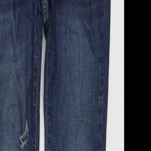 Denim & Co. Womens Blue Cotton Skinny Jeans Size 4 L24 in Regular Zip