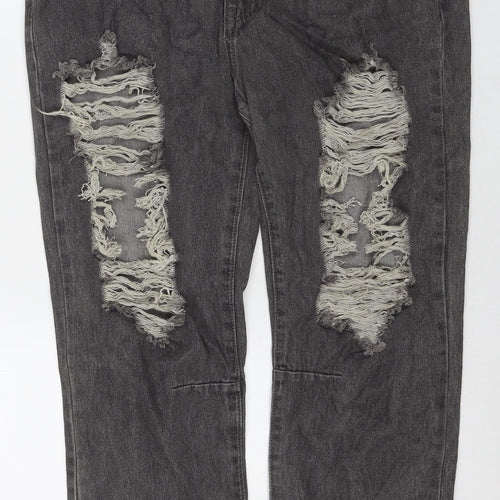 Momokrom Womens Grey Cotton Straight Jeans Size 14 L27 in Regular Zip