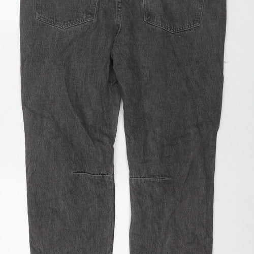Momokrom Womens Grey Cotton Straight Jeans Size 14 L27 in Regular Zip