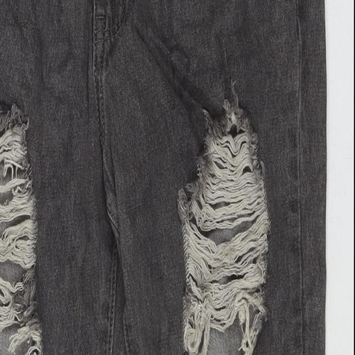 Momokrom Womens Grey Cotton Straight Jeans Size 14 L27 in Regular Zip