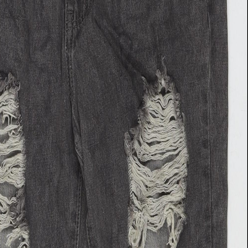 Momokrom Womens Grey Cotton Straight Jeans Size 14 L27 in Regular Zip