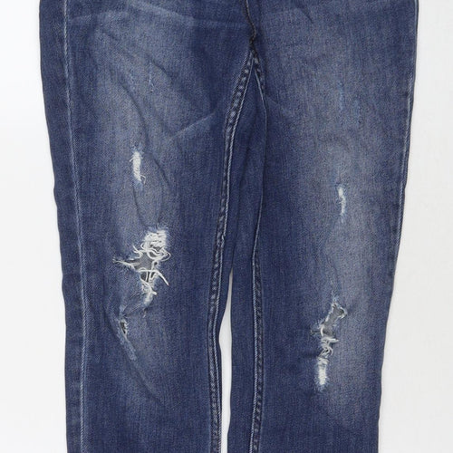 NEXT Womens Blue Cotton Cropped Jeans Size 6 L26 in Relaxed Button
