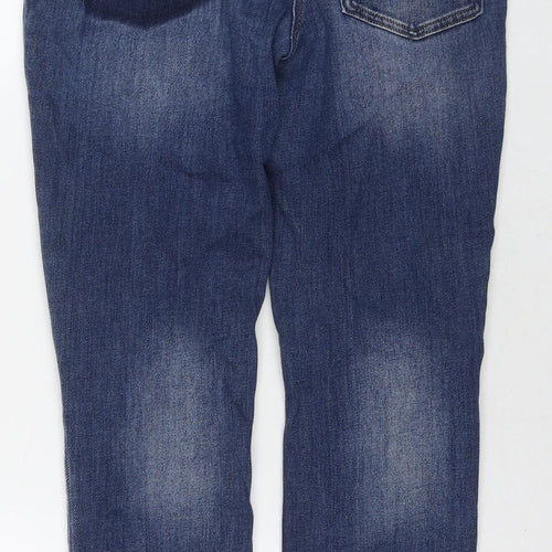 NEXT Womens Blue Cotton Cropped Jeans Size 6 L26 in Relaxed Button