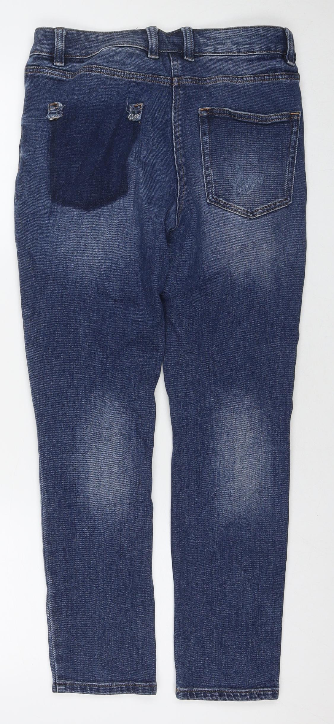 NEXT Womens Blue Cotton Cropped Jeans Size 6 L26 in Relaxed Button