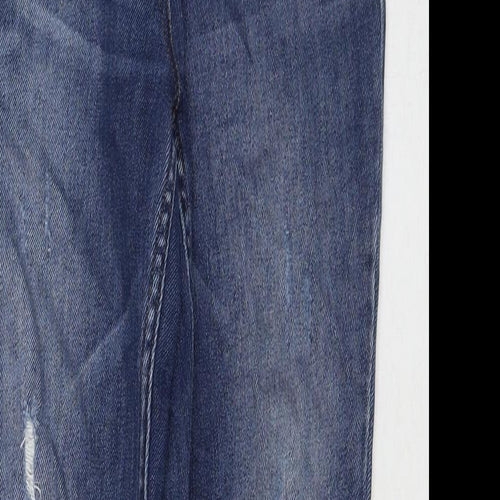 NEXT Womens Blue Cotton Cropped Jeans Size 6 L26 in Relaxed Button
