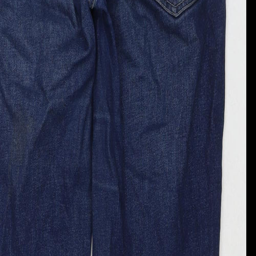 H&M Womens Blue Cotton Straight Jeans Size 12 L27 in Regular Zip