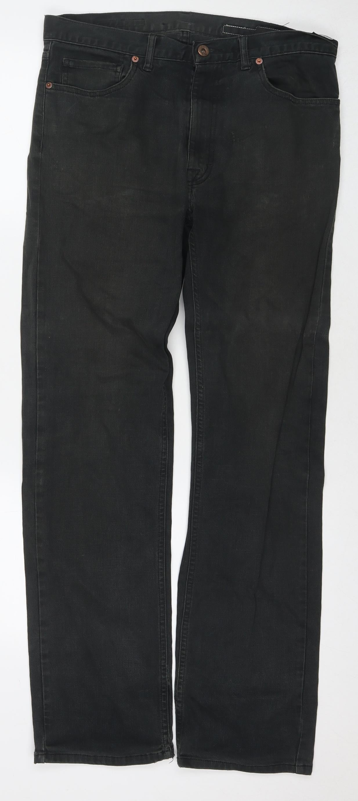 Volcom Mens Grey Cotton Straight Jeans Size 32 in L32 in Regular Zip