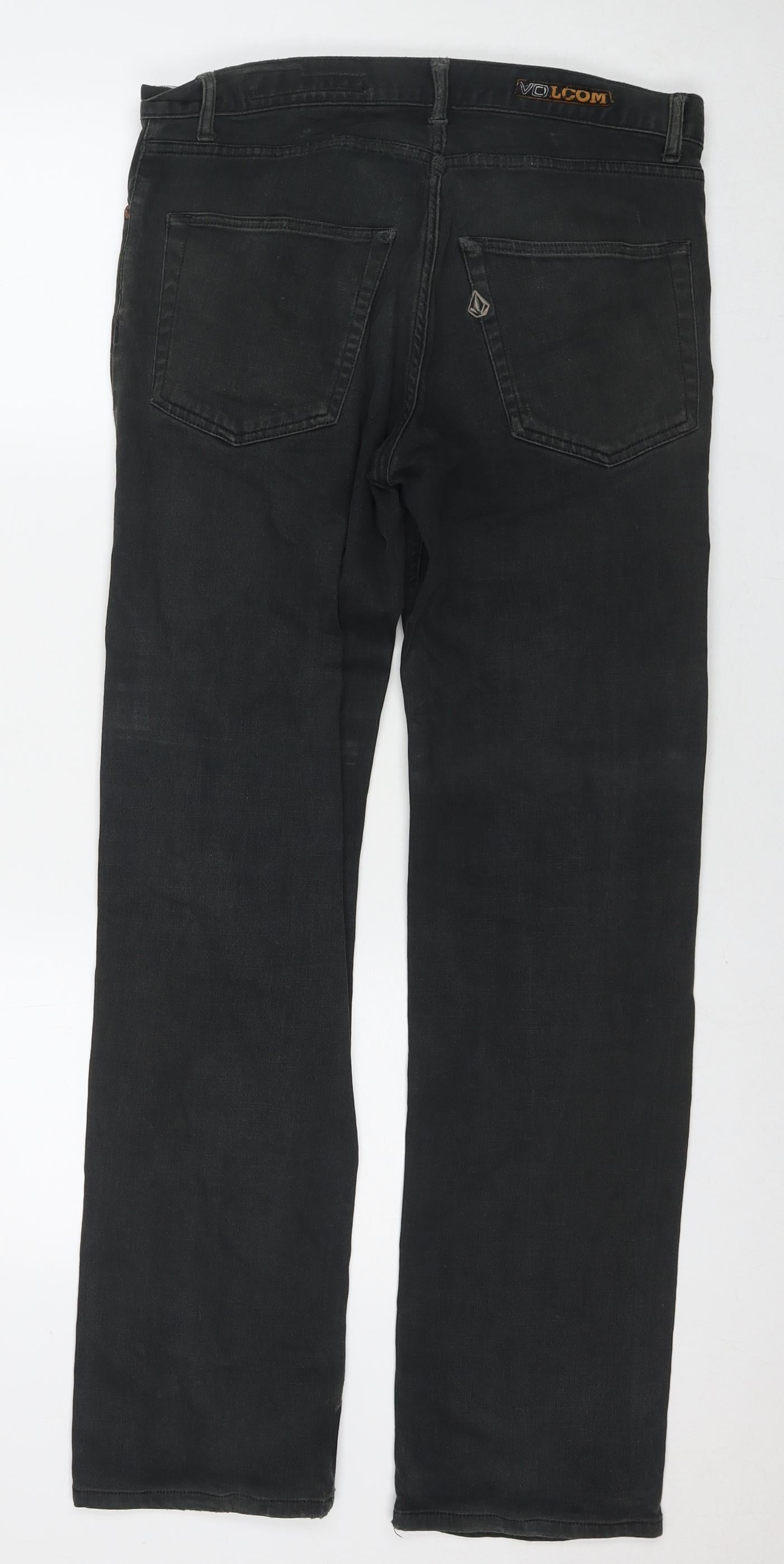 Volcom Mens Grey Cotton Straight Jeans Size 32 in L32 in Regular Zip