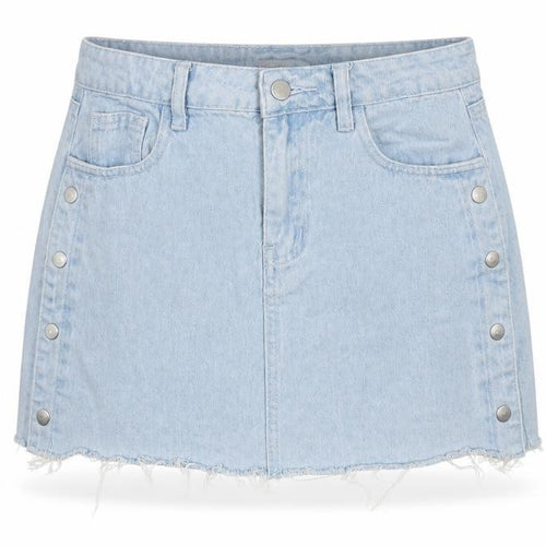 Boohoo Womens Blue Cotton A-Line Skirt Size 10 Zip