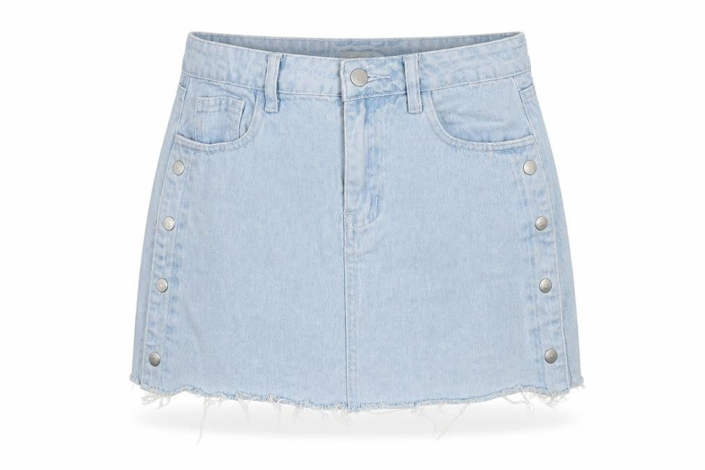Boohoo Womens Blue Cotton A-Line Skirt Size 10 Zip