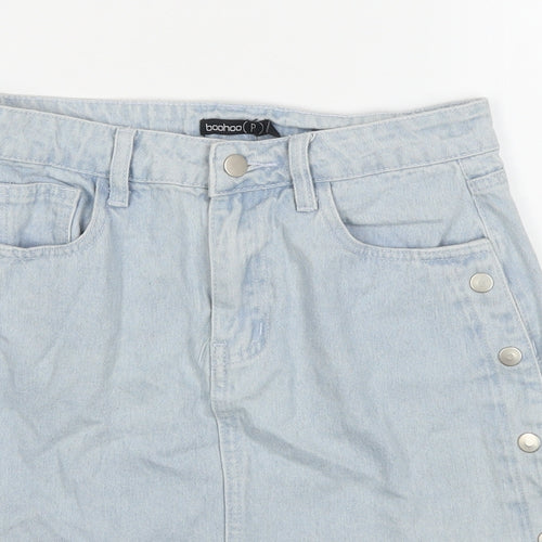 Boohoo Womens Blue Cotton A-Line Skirt Size 10 Zip