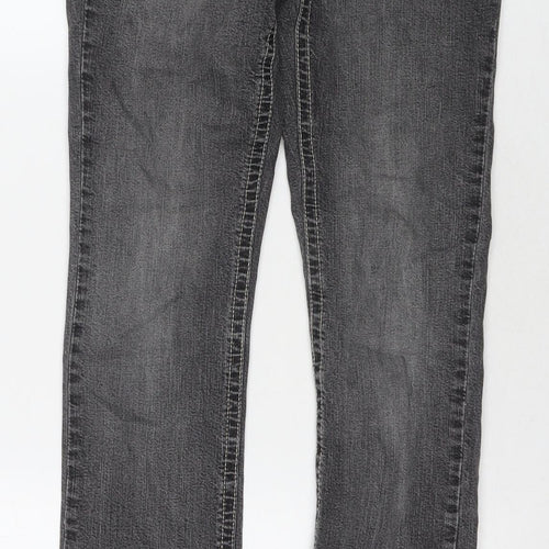 Drainpipe Womens Grey Cotton Straight Jeans Size 8 L30 in Regular Zip - Vintage