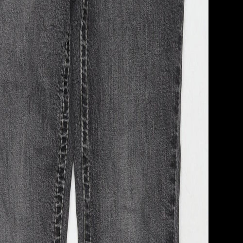 Drainpipe Womens Grey Cotton Straight Jeans Size 8 L30 in Regular Zip - Vintage
