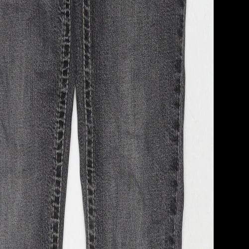 Drainpipe Womens Grey Cotton Straight Jeans Size 8 L30 in Regular Zip - Vintage